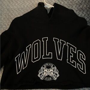 Black Wolves Cropped Hoodie